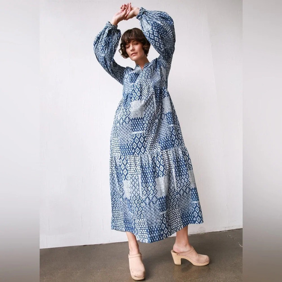 NWT Matta Jade Patchwork Dress in Natural Indigo size XS - Picture 1 of 11